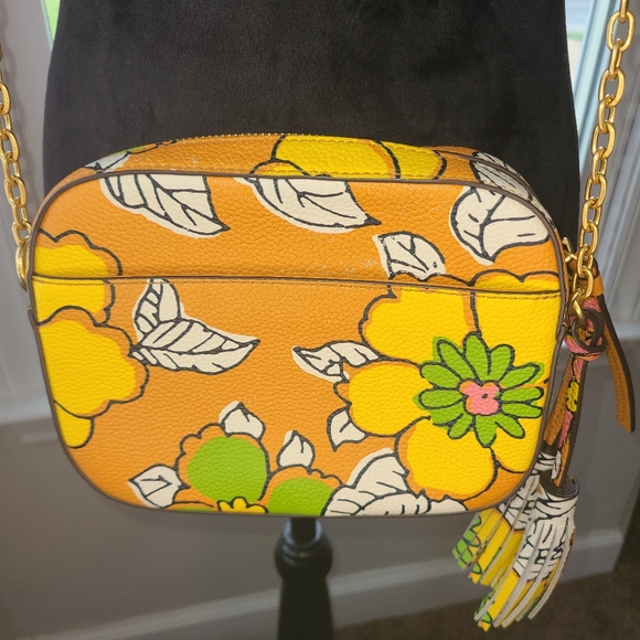 RARE Tory Burch McGraw floral-print crossbody bag GUC Spring - Picture 13 of 15
